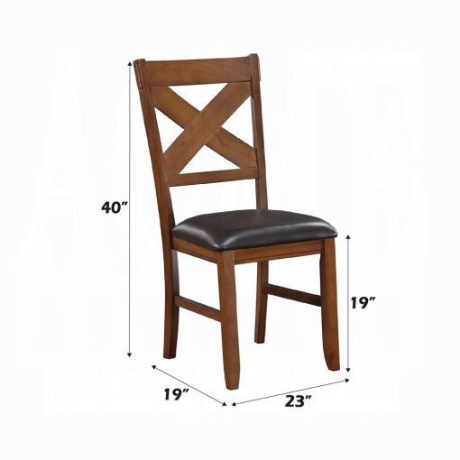 Acme Apollo Espresso Synthetic Leather & Walnut Side Chair - Set of 2 - Image 2