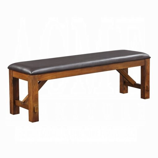 Acme Apollo Espresso Synthetic Leather & Walnut Bench - Image 2