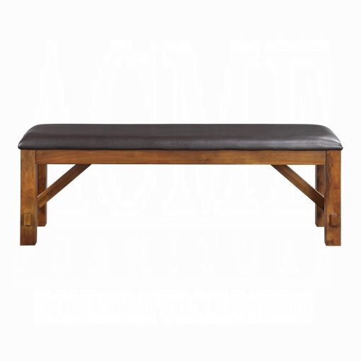 Acme Apollo Espresso Synthetic Leather & Walnut Bench - Image 3