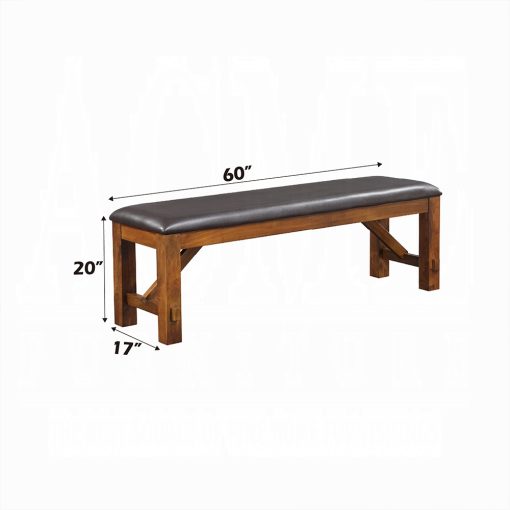 Acme Apollo Espresso Synthetic Leather & Walnut Bench - Image 4
