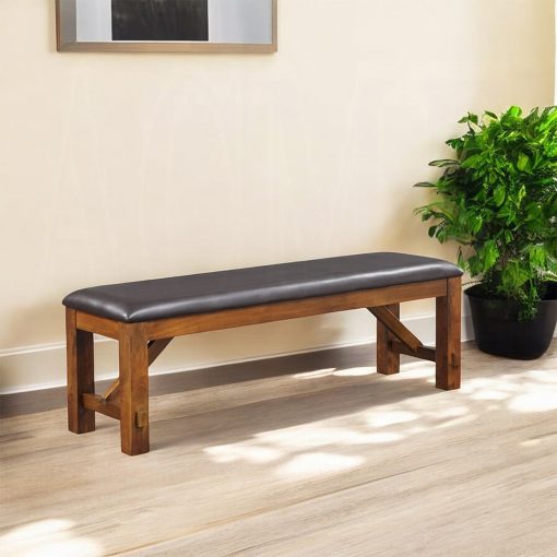 Acme Apollo Espresso Synthetic Leather & Walnut Bench