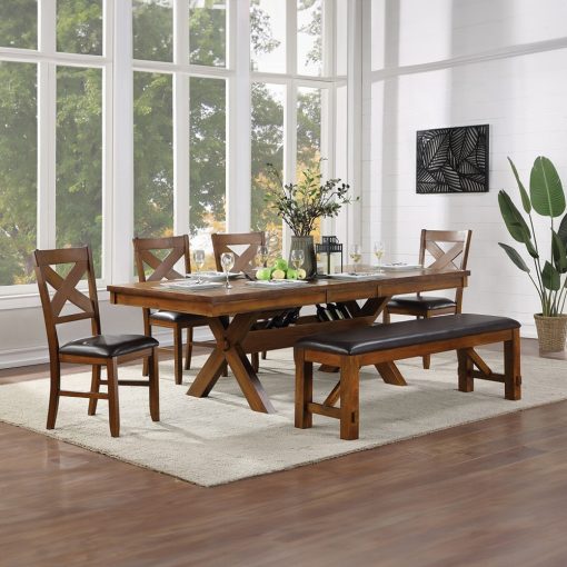 Acme Apollo Espresso Synthetic Leather & Walnut Bench - Image 5