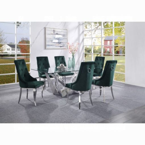 Acme Dekel Clear Glass Top & Stainless Steel Dining Table - Image 5