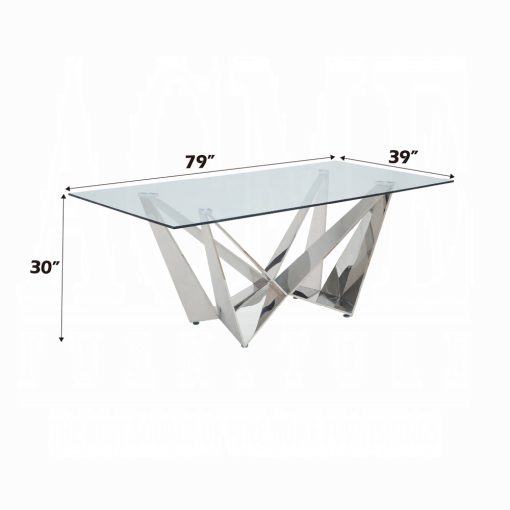 Acme Dekel Clear Glass Top & Stainless Steel Dining Table - Image 6