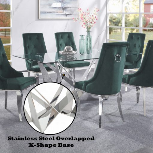 Acme Dekel Clear Glass Top & Stainless Steel Dining Table - Image 7