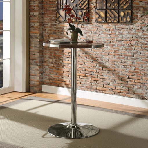 Acme Brancaster Retro Brown Top Grain Leather & Aluminum Bar Table
