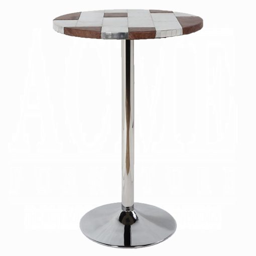 Acme Brancaster Retro Brown Top Grain Leather & Aluminum Bar Table - Image 2