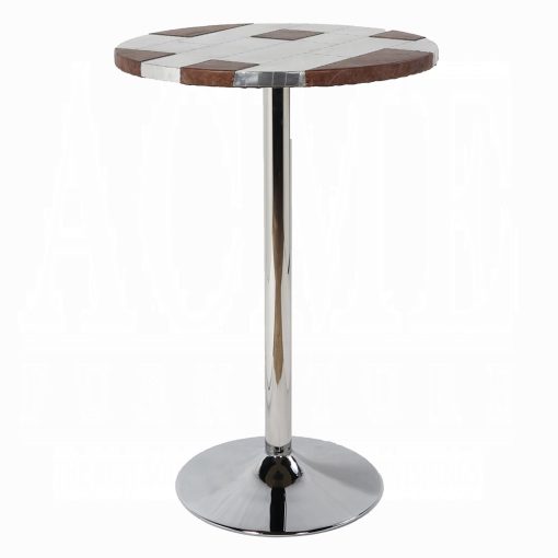 Acme Brancaster Retro Brown Top Grain Leather & Aluminum Bar Table - Image 3