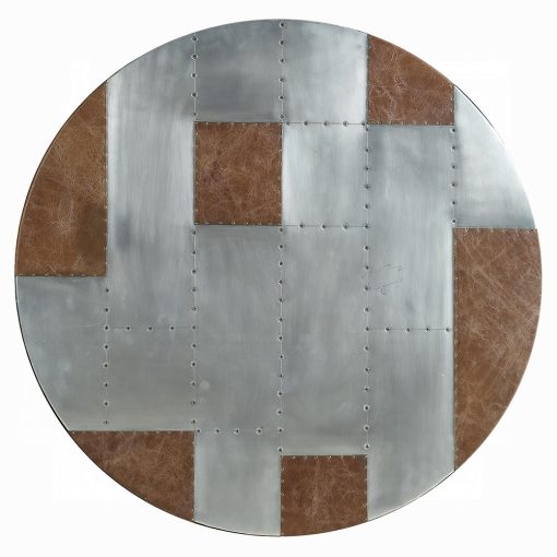 Acme Brancaster Retro Brown Top Grain Leather & Aluminum Bar Table - Image 4