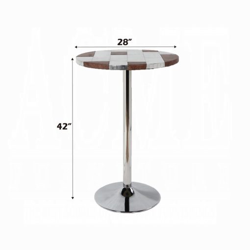 Acme Brancaster Retro Brown Top Grain Leather & Aluminum Bar Table - Image 5