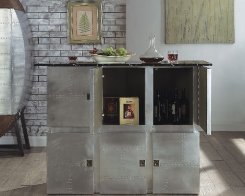 Acme Brancaster Aluminum Bar Table with Marble Top