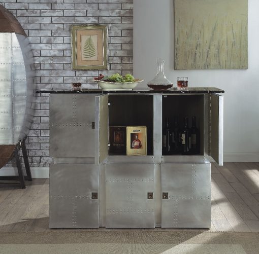 Acme Brancaster Aluminum Bar Table with Marble Top