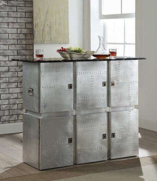 Acme Brancaster Aluminum Bar Table with Marble Top - Image 2