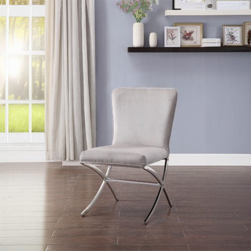 Acme Daire Light Gray Velvet & Chrome Side Chair - Set of 2