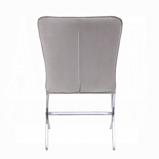 Acme Daire Light Gray Velvet & Chrome Side Chair - Set of 2 - Image 5