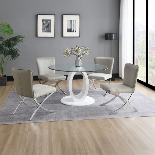 Acme Daire Light Gray Velvet & Chrome Side Chair - Set of 2 - Image 6