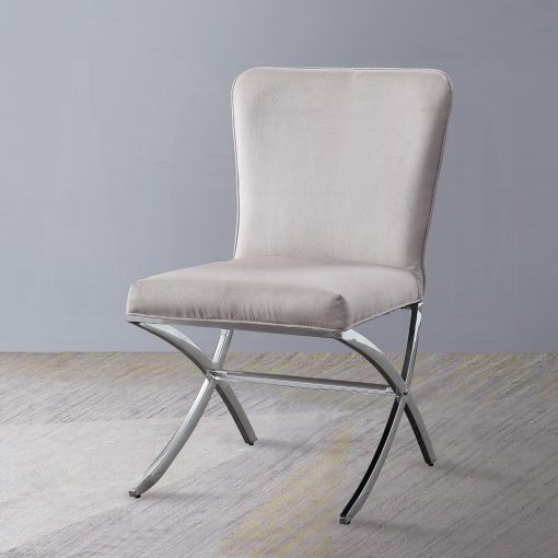 Acme Daire Light Gray Velvet & Chrome Side Chair - Set of 2 - Image 7
