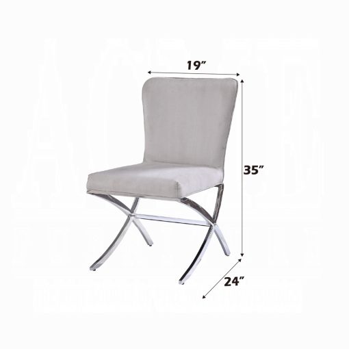 Acme Daire Light Gray Velvet & Chrome Side Chair - Set of 2 - Image 8
