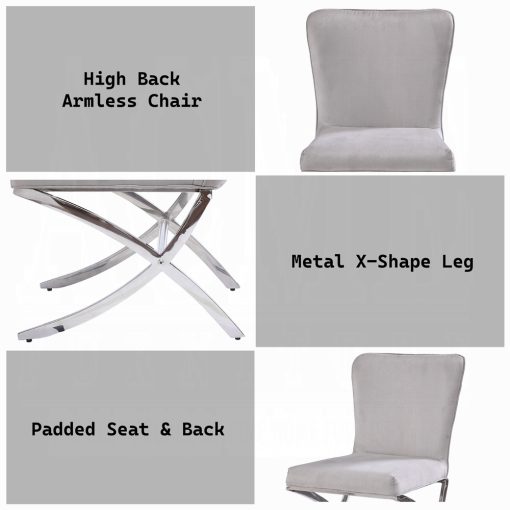 Acme Daire Light Gray Velvet & Chrome Side Chair - Set of 2 - Image 9