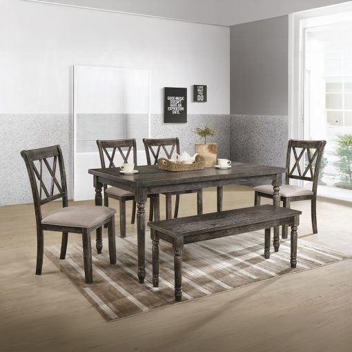 Acme Claudia II Weathered Gray Dining Table - Image 6