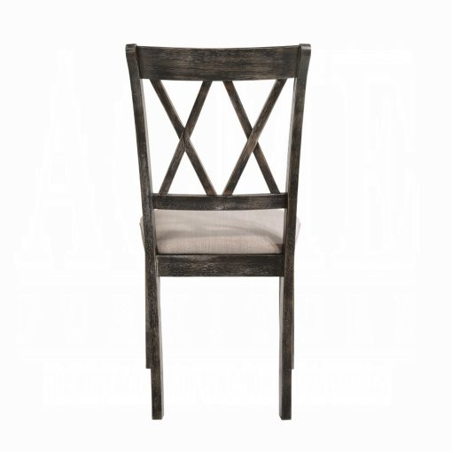 Acme Claudia II Beige Fabric & Weathered Gray Side Chair - Set of 2 - Image 4