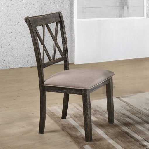 Acme Claudia II Beige Fabric & Weathered Gray Side Chair - Set of 2