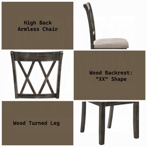 Acme Claudia II Beige Fabric & Weathered Gray Side Chair - Set of 2 - Image 8