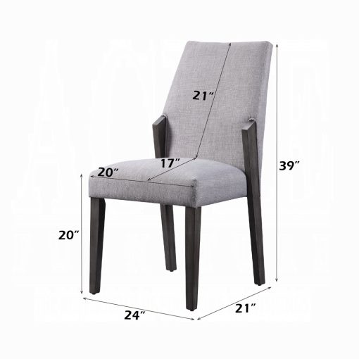 Acme Belay Gray Fabric & Gray Oak Side Chair - Set of 2 - Image 2