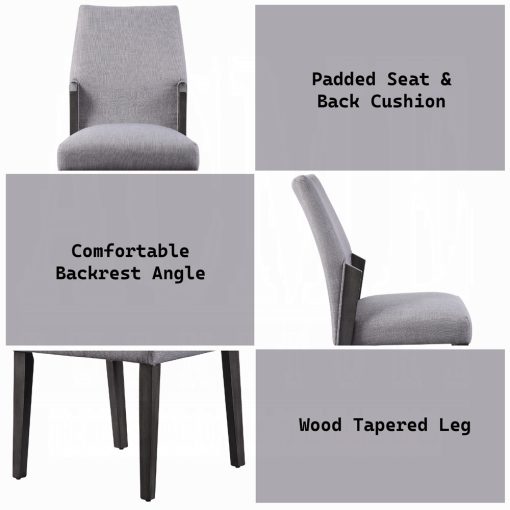Acme Belay Gray Fabric & Gray Oak Side Chair - Set of 2 - Image 3