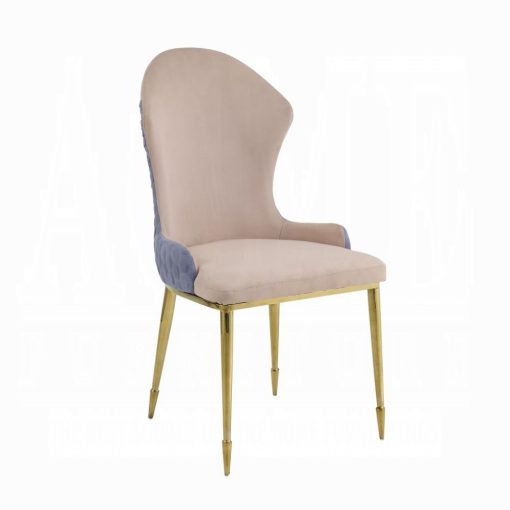 Acme Caolan Tan, Lavender Fabric & Gold Side Chair - Set of 2 - Image 2