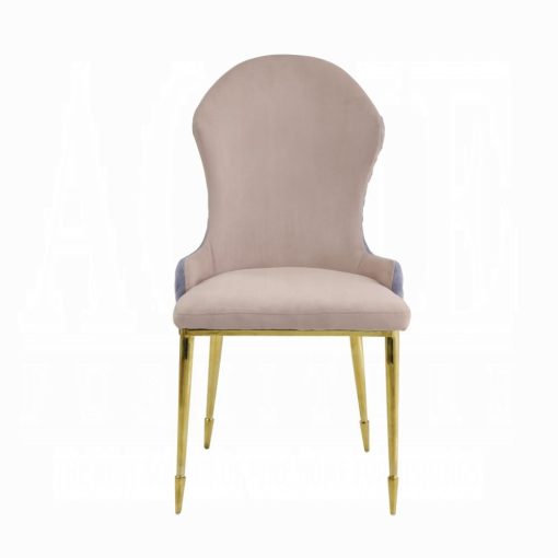 Acme Caolan Tan, Lavender Fabric & Gold Side Chair - Set of 2 - Image 3