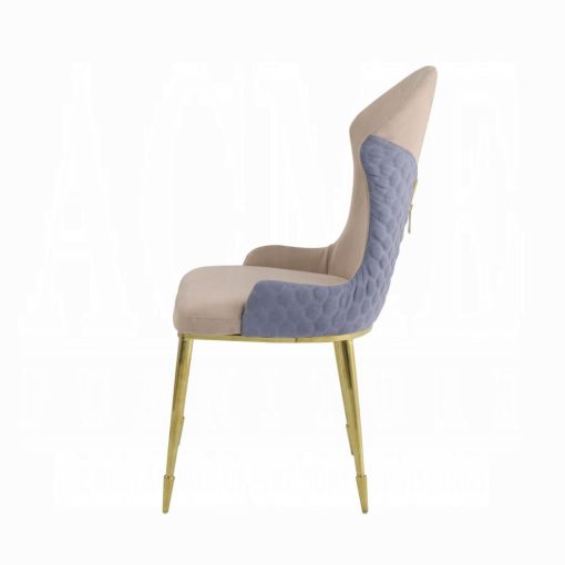 Acme Caolan Tan, Lavender Fabric & Gold Side Chair - Set of 2 - Image 4