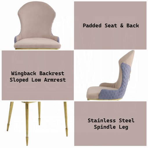 Acme Caolan Tan, Lavender Fabric & Gold Side Chair - Set of 2 - Image 7