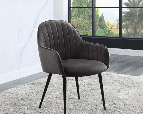 Acme Caspian Dark Gray Fabric & Black Side Chair - Set of 2