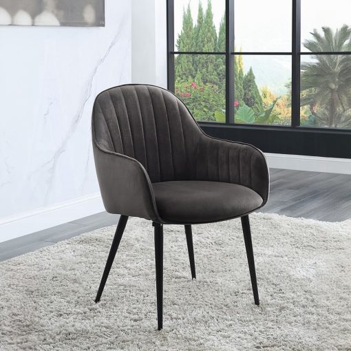 Acme Caspian Dark Gray Fabric & Black Side Chair - Set of 2