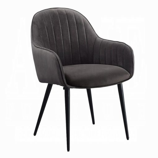 Acme Caspian Dark Gray Fabric & Black Side Chair - Set of 2 - Image 2
