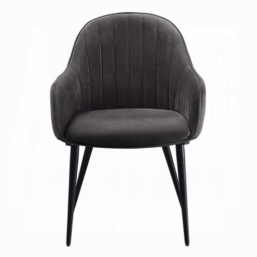 Acme Caspian Dark Gray Fabric & Black Side Chair - Set of 2 - Image 3