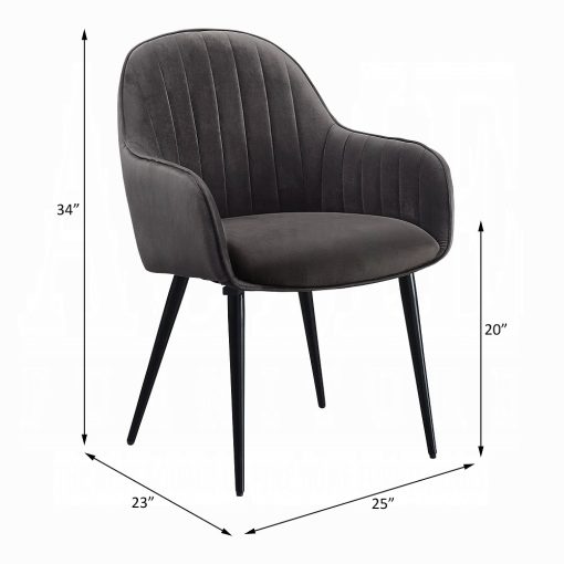 Acme Caspian Dark Gray Fabric & Black Side Chair - Set of 2 - Image 6