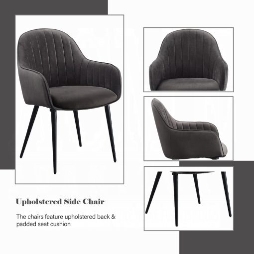 Acme Caspian Dark Gray Fabric & Black Side Chair - Set of 2 - Image 8