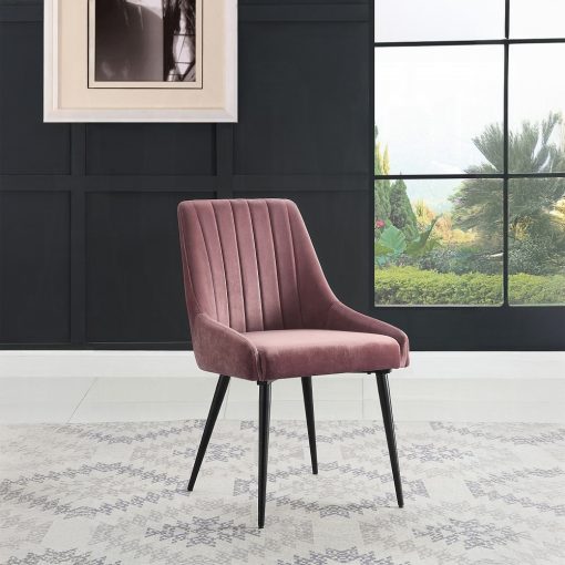 Acme Riley Pink Fabric & Black Side Chair - Set of 2