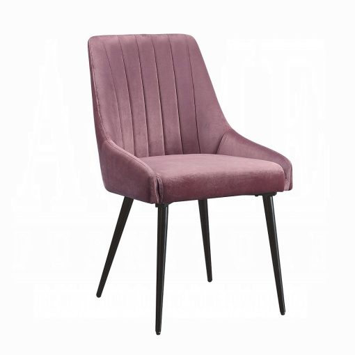 Acme Riley Pink Fabric & Black Side Chair - Set of 2 - Image 2