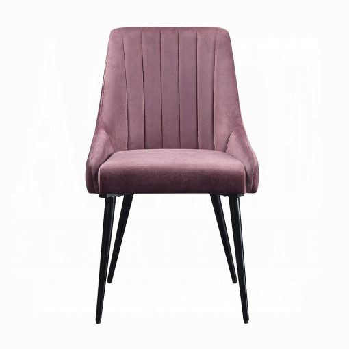 Acme Riley Pink Fabric & Black Side Chair - Set of 2 - Image 3