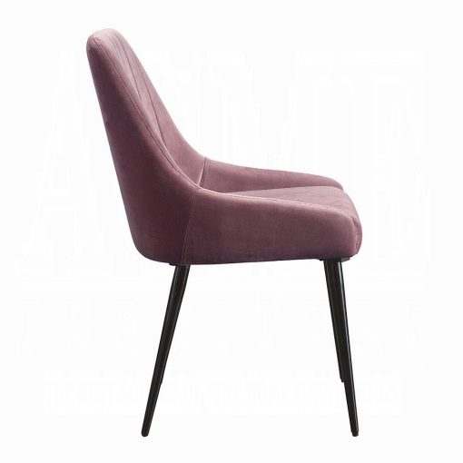 Acme Riley Pink Fabric & Black Side Chair - Set of 2 - Image 4