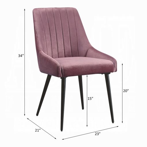 Acme Riley Pink Fabric & Black Side Chair - Set of 2 - Image 7