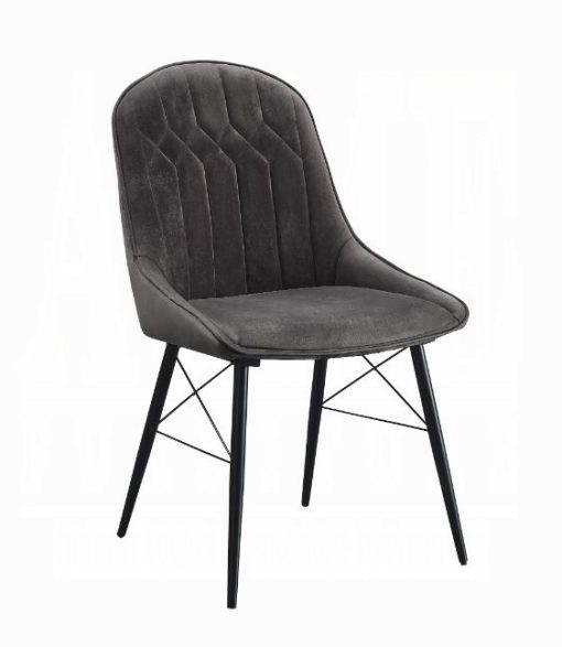 Acme Abraham Dark Gray Fabric & Black Side Chair - Set of 2 - Image 2