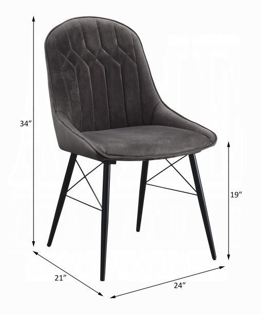 Acme Abraham Dark Gray Fabric & Black Side Chair - Set of 2 - Image 6