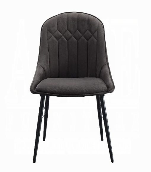 Acme Abraham Dark Gray Fabric & Black Side Chair - Set of 2 - Image 5