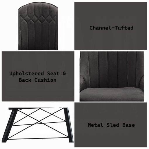 Acme Abraham Dark Gray Fabric & Black Side Chair - Set of 2 - Image 7