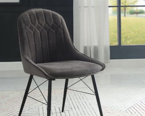 Acme Abraham Dark Gray Fabric & Black Side Chair - Set of 2
