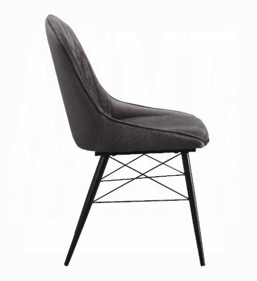 Acme Abraham Dark Gray Fabric & Black Side Chair - Set of 2 - Image 4